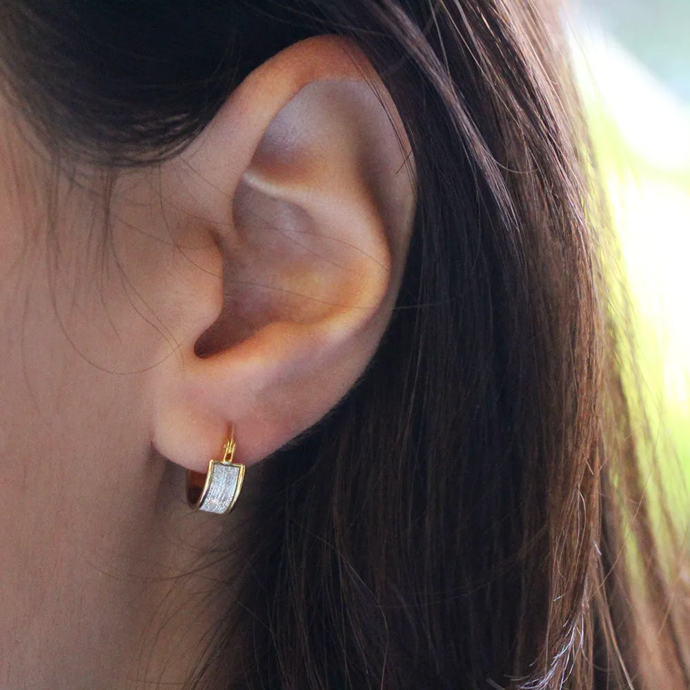 9ct Silver Filled Double Sided Glitter Hoop Earrings