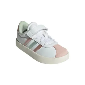 Adidas Girls VL Court 3.0 EL Shoe White/Linen Green/Sandy Pink