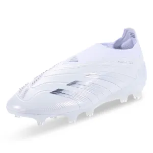 adidas Predator 24 Elite Laceless Firm Ground Soccer Cleats (White/Silver Metallic)