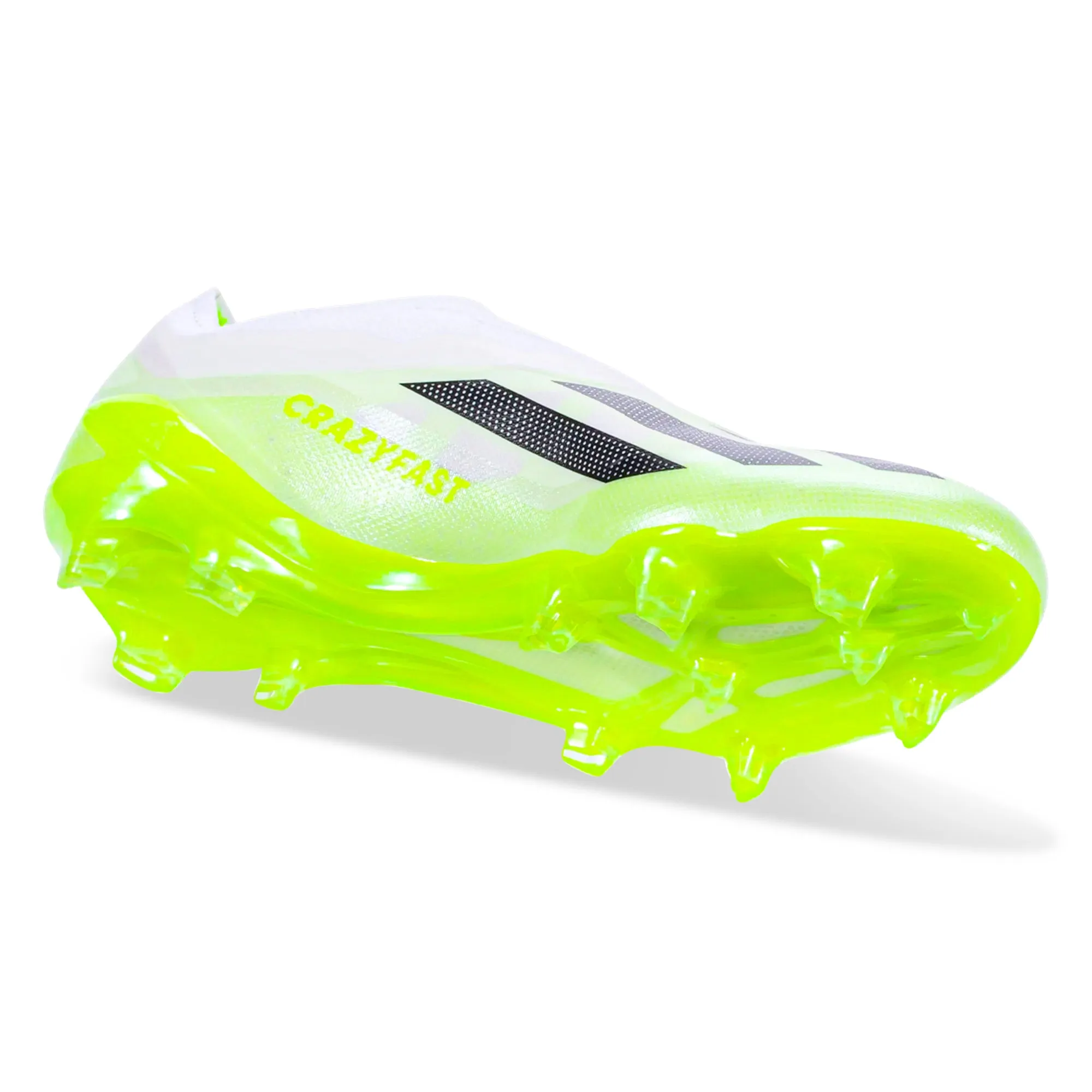 adidas X Crazyfast.1 LL Firm Ground Soccer Cleats (White/Core Back/Lucid Lemon)