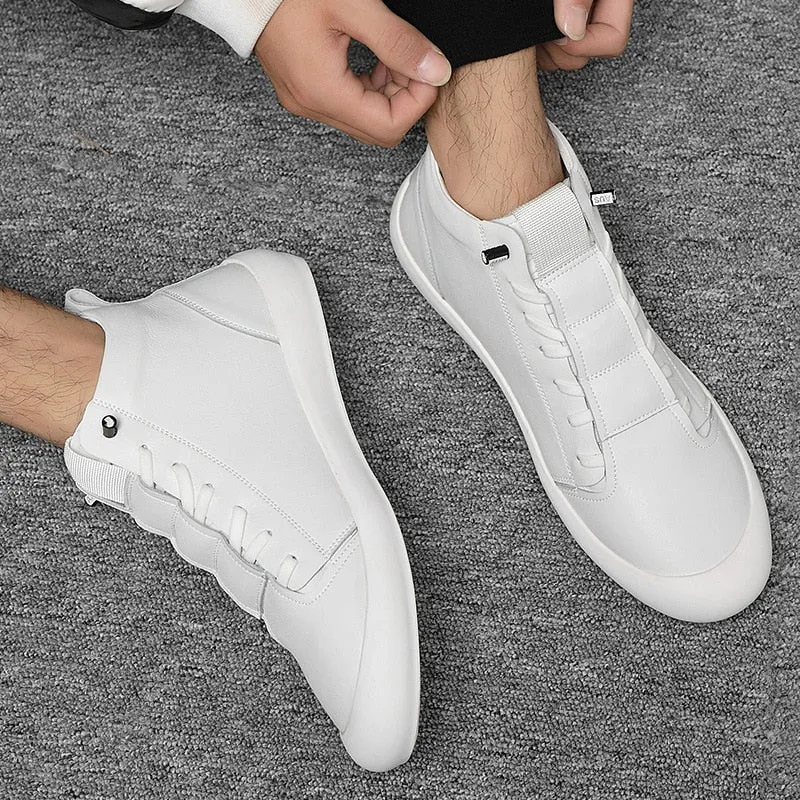 Advbridge 100% Genuine Leather Shoes Men High top Sneakers Ins Fashion Men White Shoes Cool Street Young Man Footwear Male Sneakers A2032