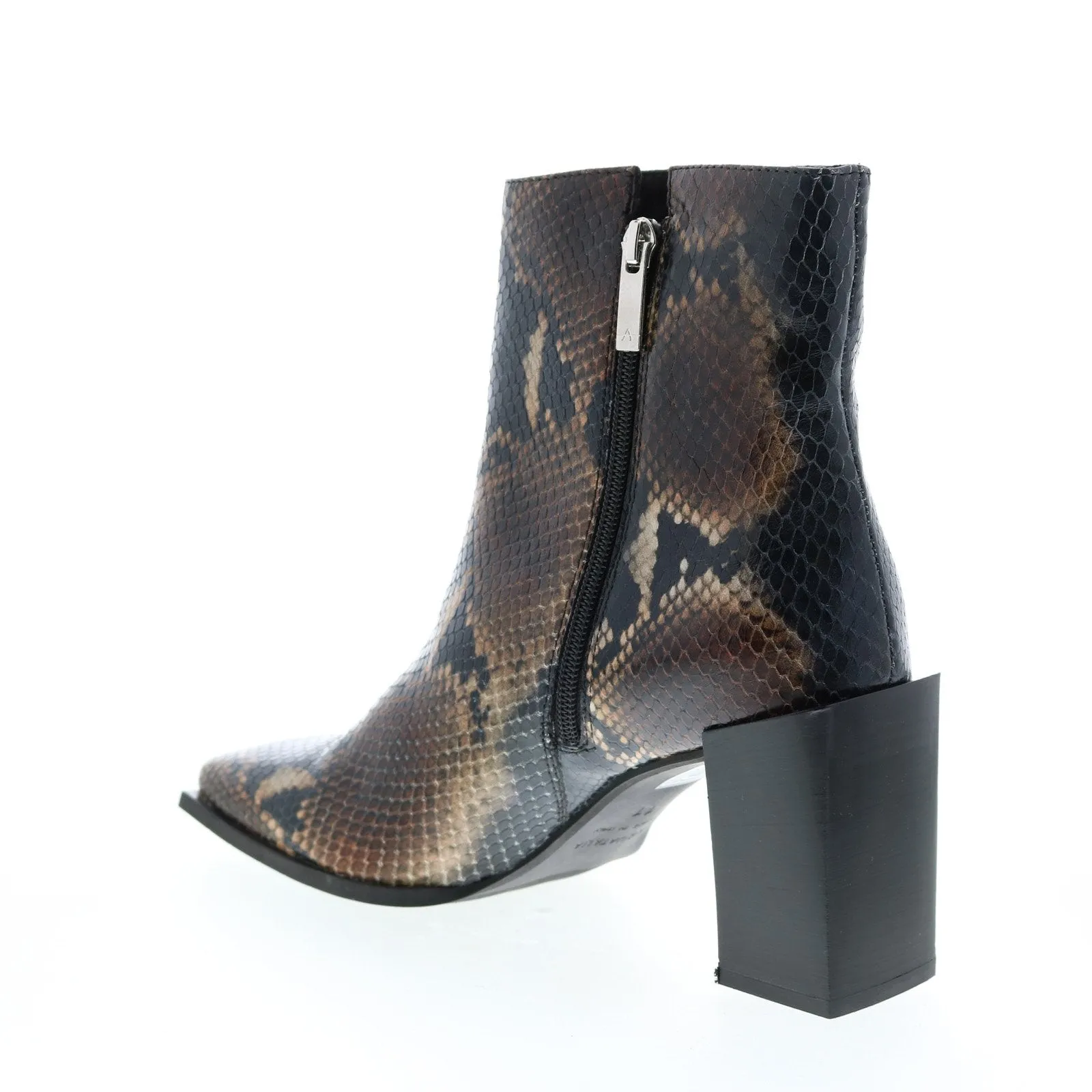 Aquatalia Emilee Snake Print Womens Brown Leather Ankle & Booties Boots