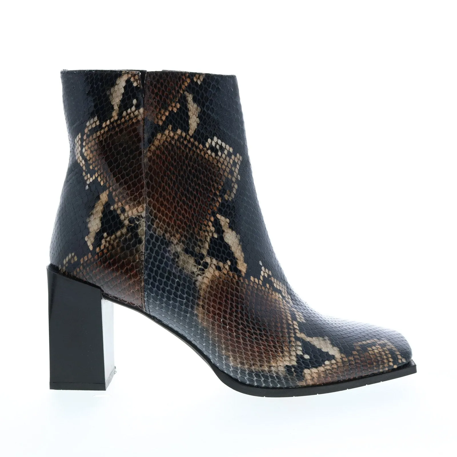 Aquatalia Emilee Snake Print Womens Brown Leather Ankle & Booties Boots