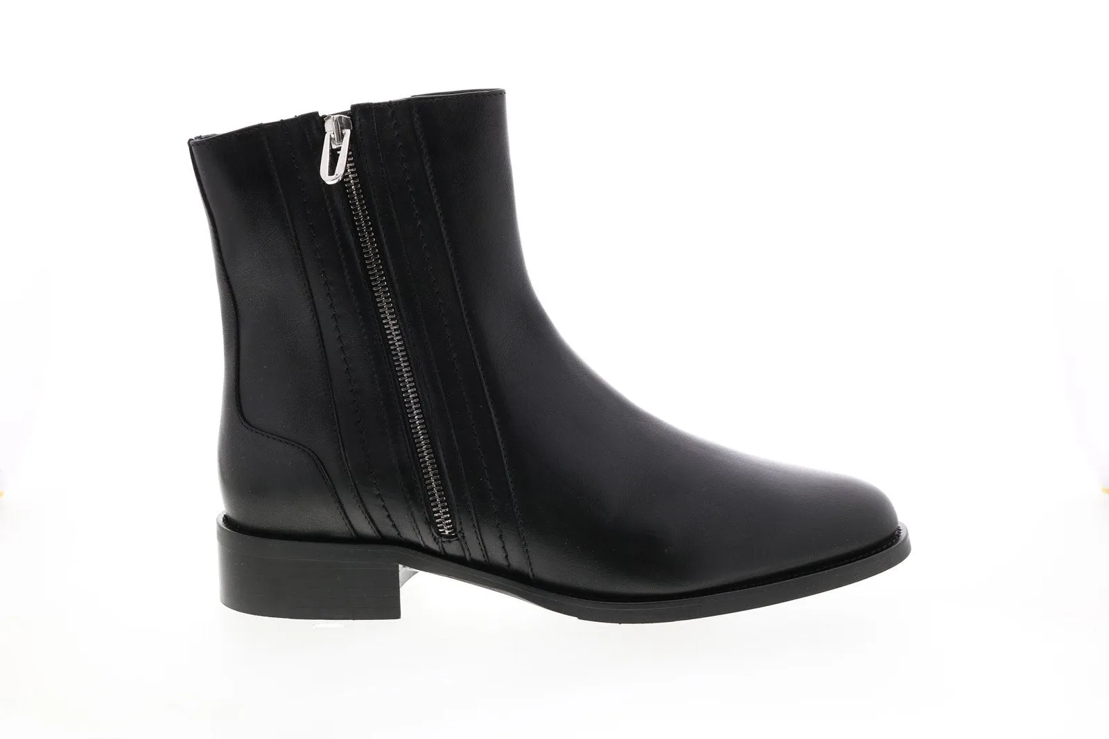 Aquatalia Narina Calf 34L3771-BLK Womens Black Leather Zipper Ankle & Booties Boots