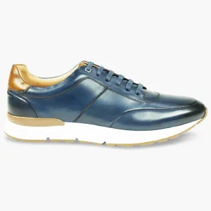 AZOR LA MODE  Men's Calabria Smart Leather Trainers ZM3827 Navy