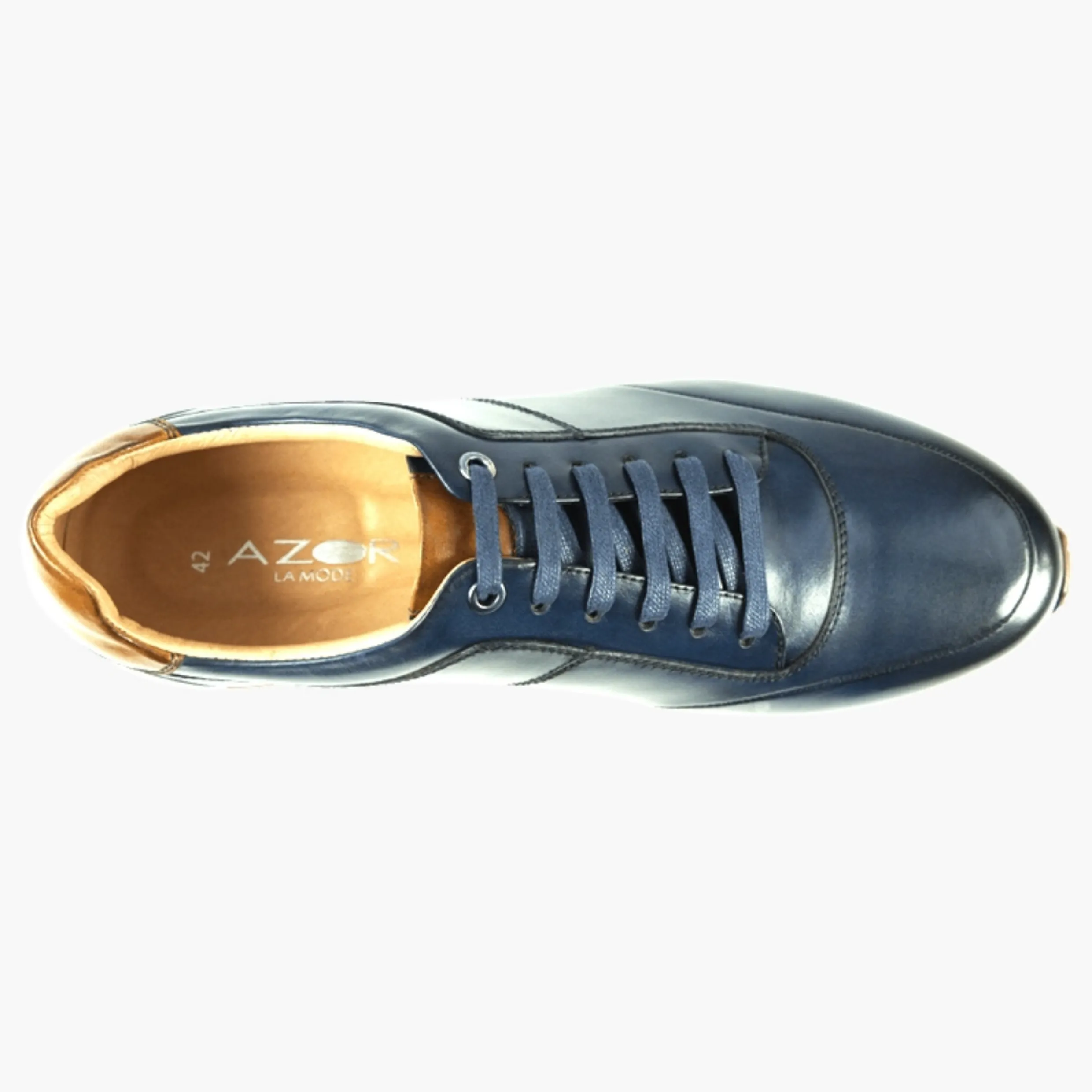 AZOR LA MODE  Men's Calabria Smart Leather Trainers ZM3827 Navy