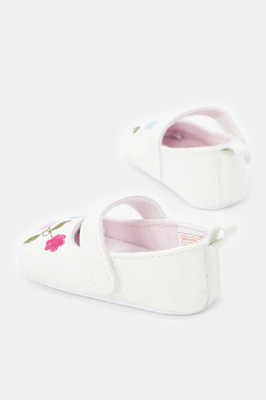 Babies White Embellished Pram Shoes