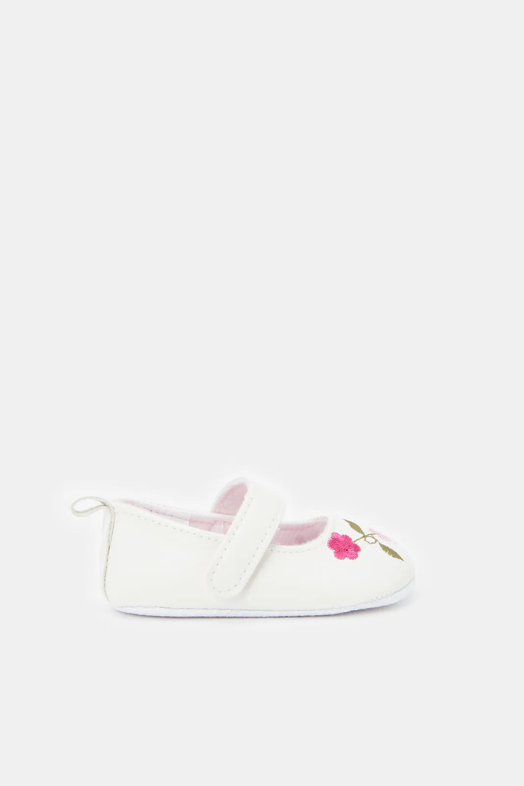 Babies White Embellished Pram Shoes