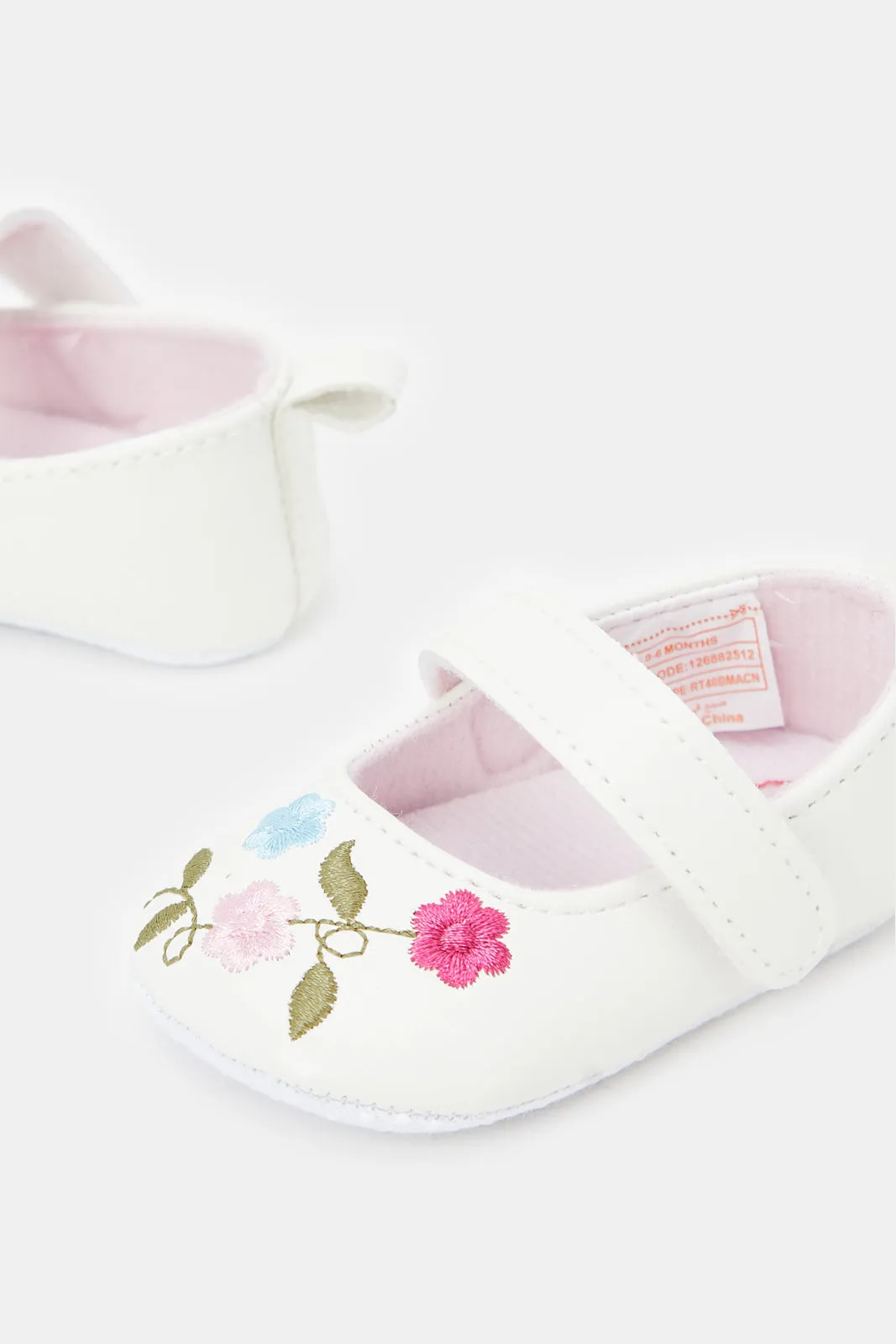 Babies White Embellished Pram Shoes