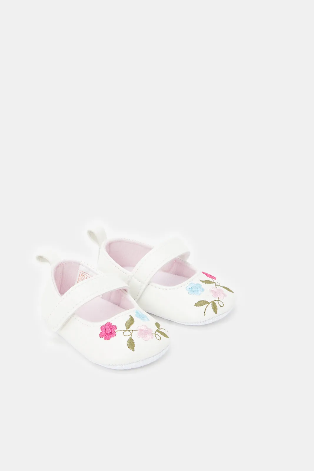 Babies White Embellished Pram Shoes