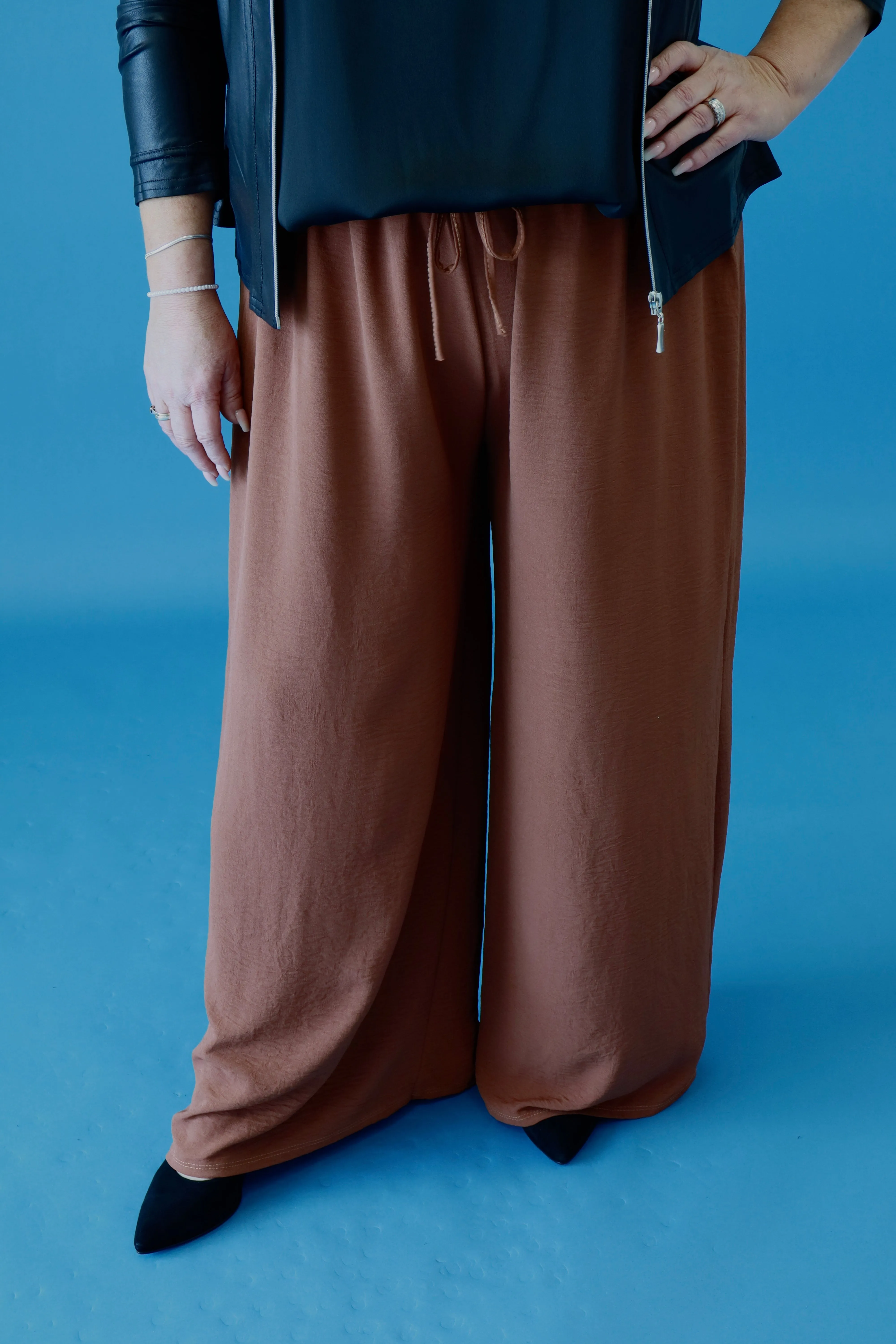 Bella Wide Leg Trousers in Rust