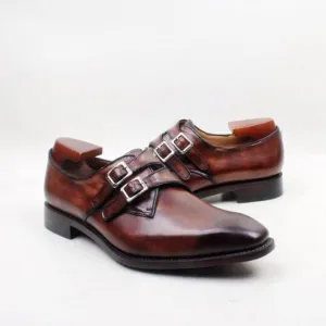 Bespoke Brown Derby Shoes Double Monk Straps Leather Shoe, Men Shoes,Dress Shoes