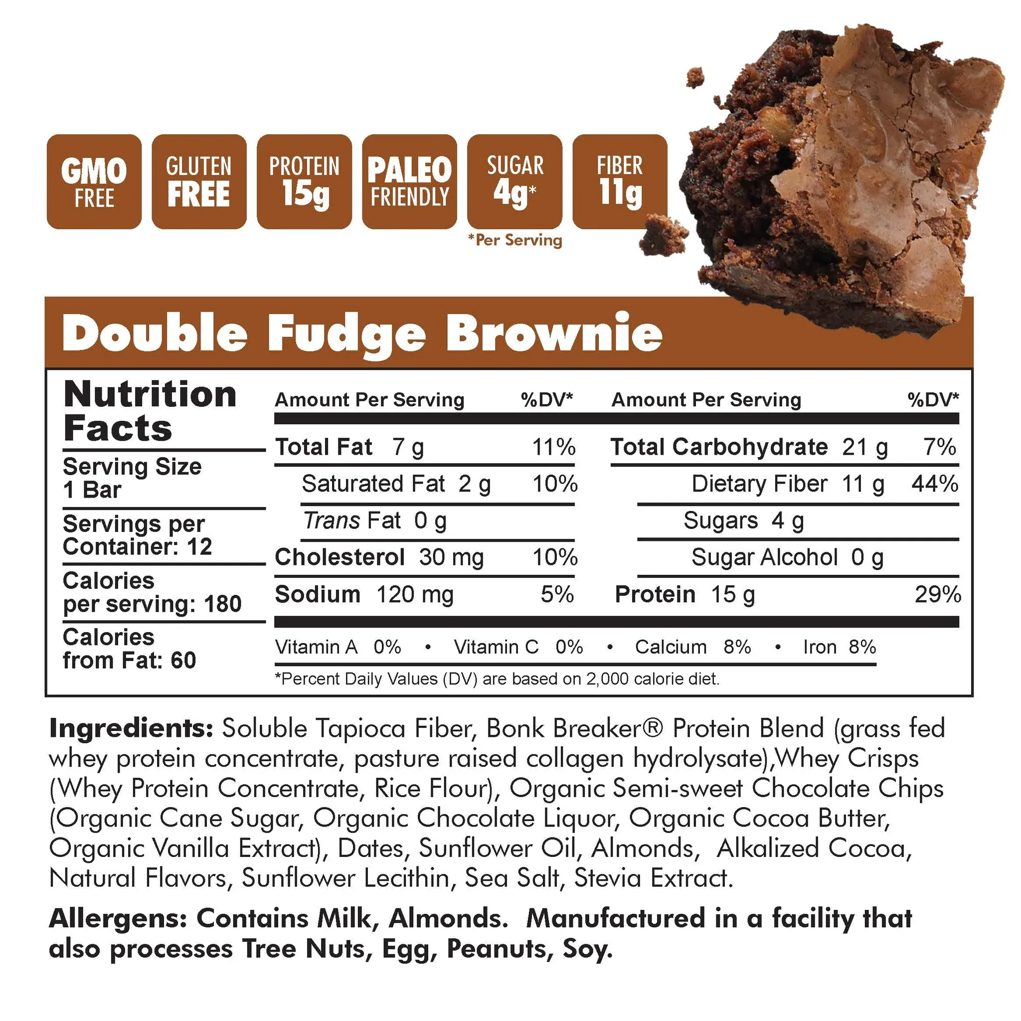 Bonk Breaker Double Fudge Brownie Bonkbar Collagen Protein Bar