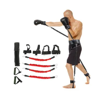 Bounce Trainer Fitness Resistance Band Boxing Suit Latex Tube Tension Rope Leg Waist Trainer, Weight: 150 Pounds(Red)