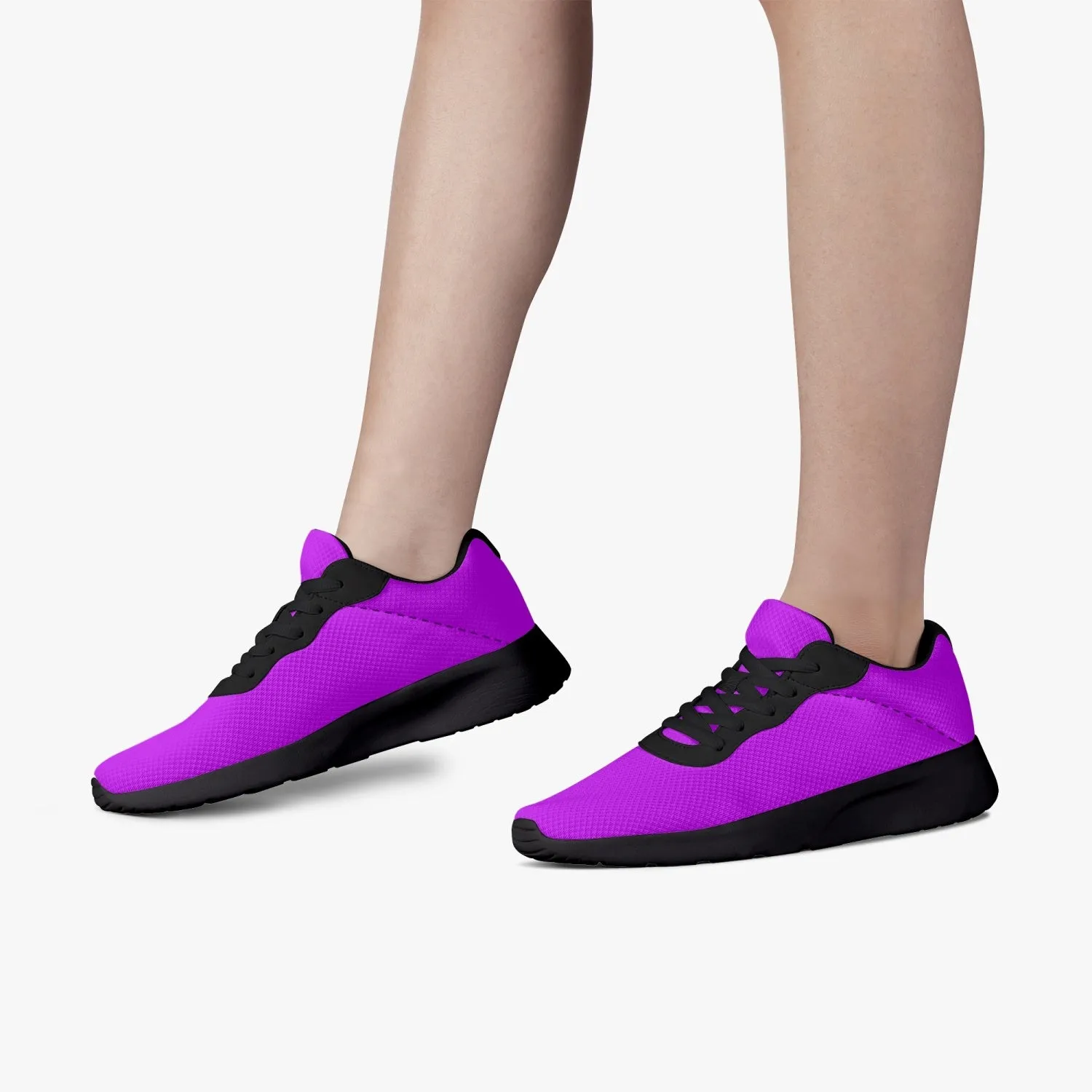 Bright Purple Unisex Kicks, Soft Solid Purple Color Best Lifestyle Unisex Casual Designer Mesh Running Shoes With Black Soles