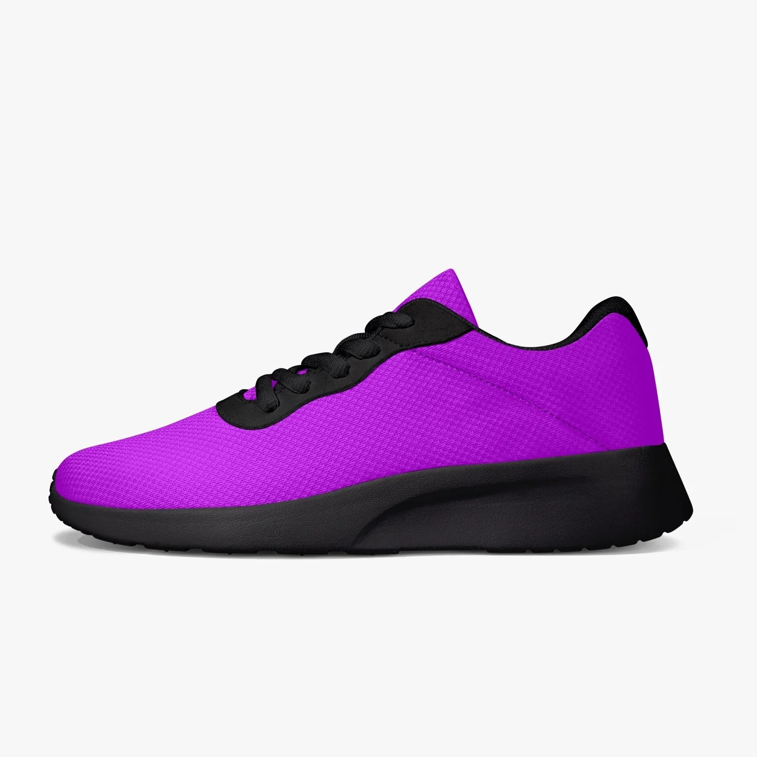 Bright Purple Unisex Kicks, Soft Solid Purple Color Best Lifestyle Unisex Casual Designer Mesh Running Shoes With Black Soles