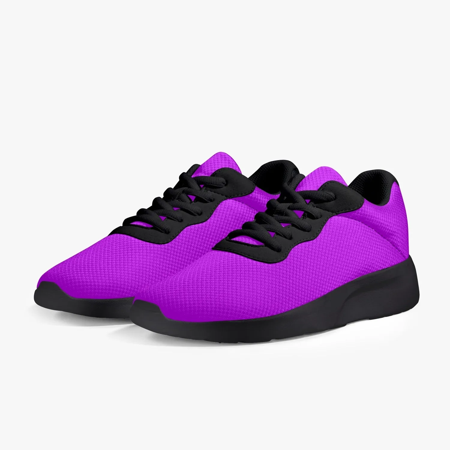 Bright Purple Unisex Kicks, Soft Solid Purple Color Best Lifestyle Unisex Casual Designer Mesh Running Shoes With Black Soles