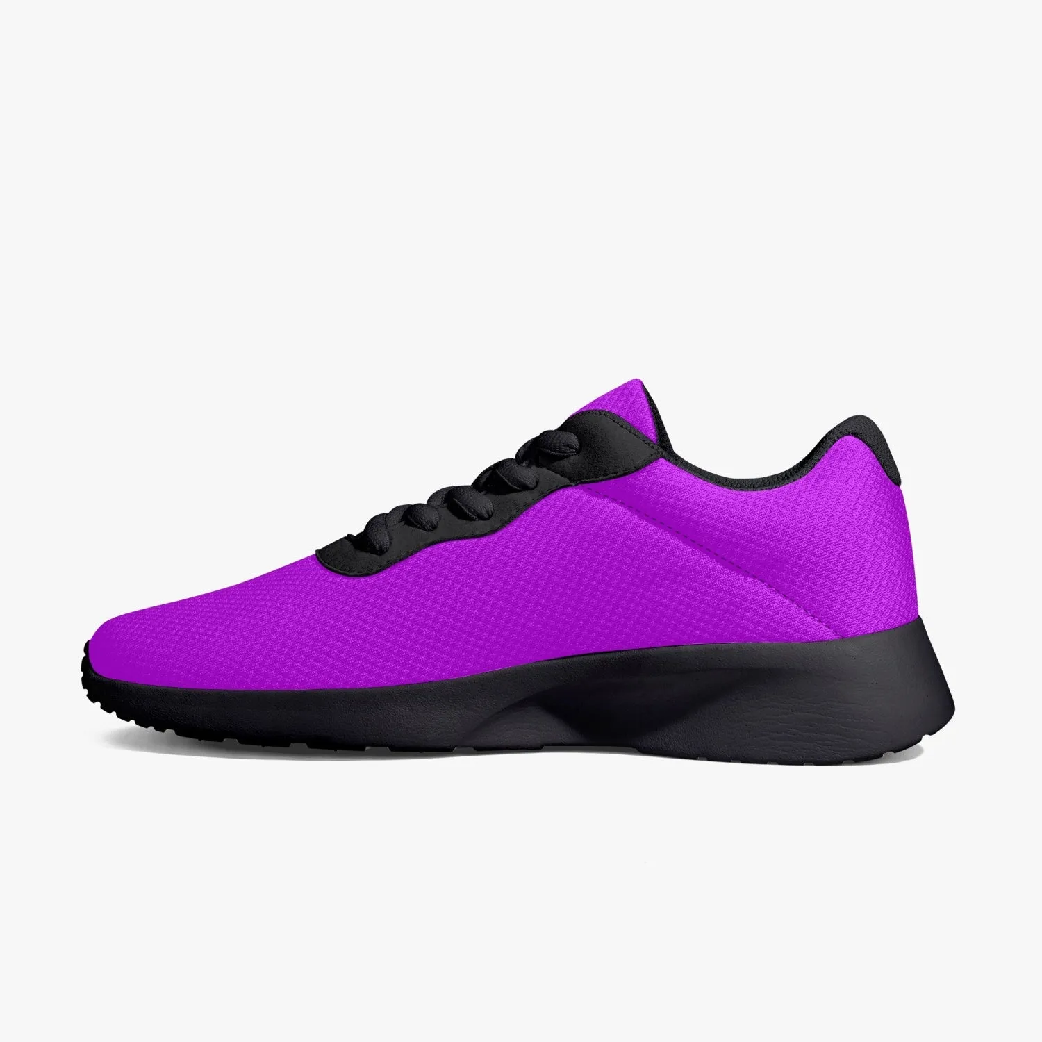 Bright Purple Unisex Kicks, Soft Solid Purple Color Best Lifestyle Unisex Casual Designer Mesh Running Shoes With Black Soles