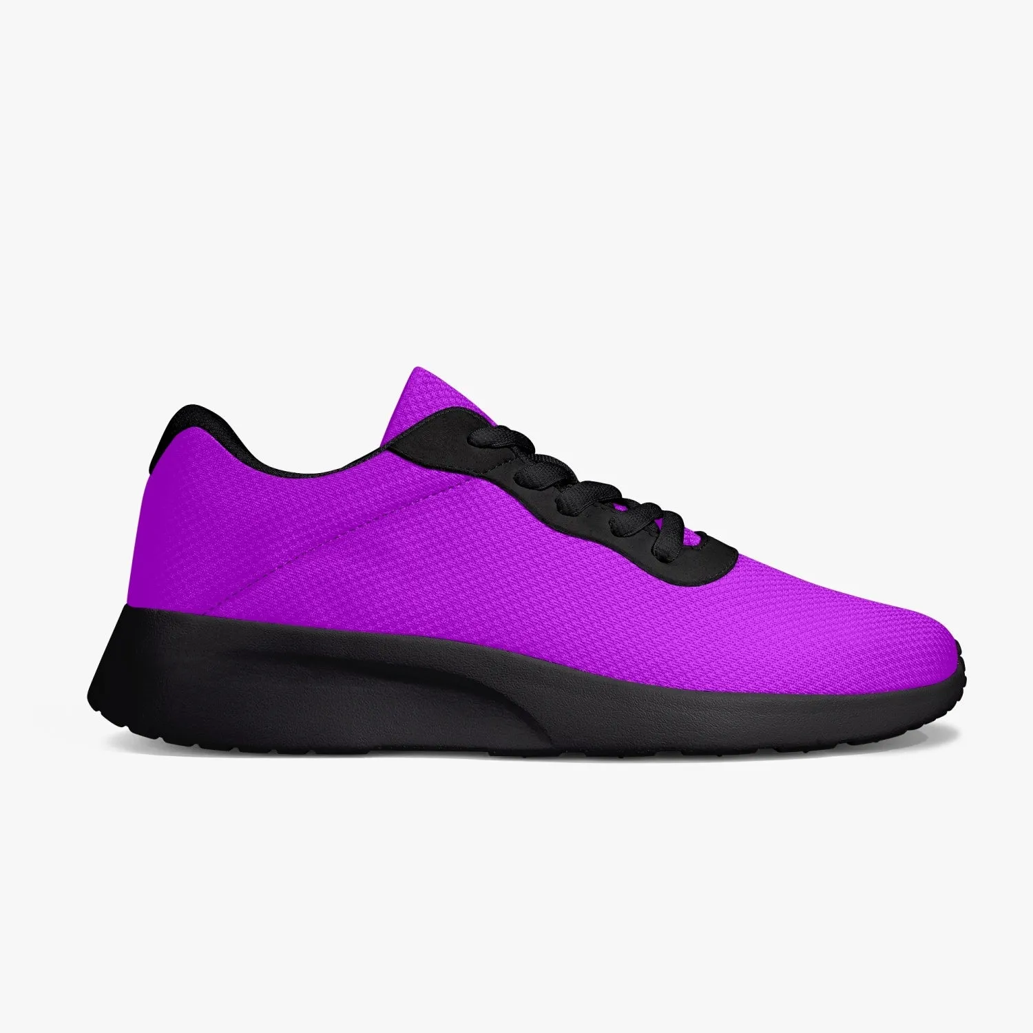 Bright Purple Unisex Kicks, Soft Solid Purple Color Best Lifestyle Unisex Casual Designer Mesh Running Shoes With Black Soles