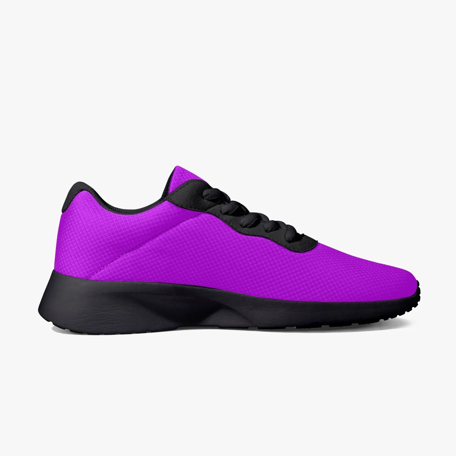 Bright Purple Unisex Kicks, Soft Solid Purple Color Best Lifestyle Unisex Casual Designer Mesh Running Shoes With Black Soles