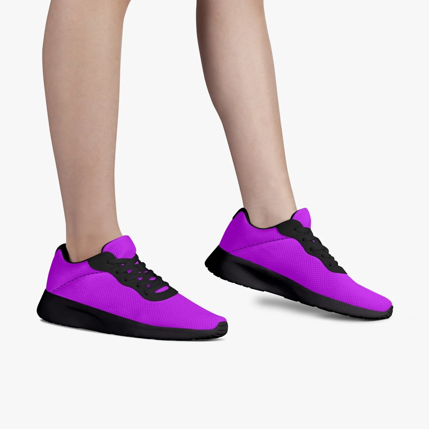 Bright Purple Unisex Kicks, Soft Solid Purple Color Best Lifestyle Unisex Casual Designer Mesh Running Shoes With Black Soles