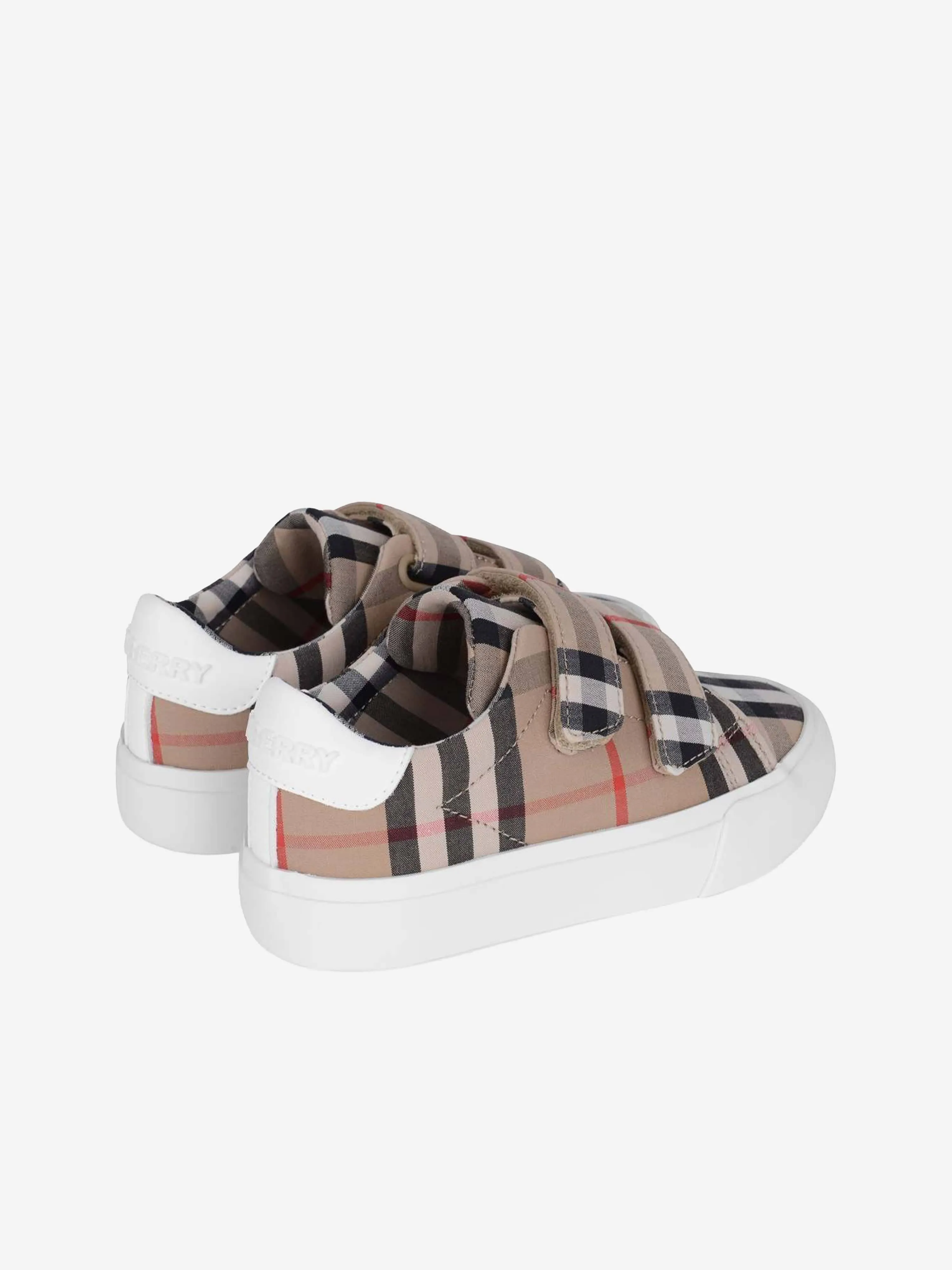 Burberry Kids Beige & White Vintage Check Trainers