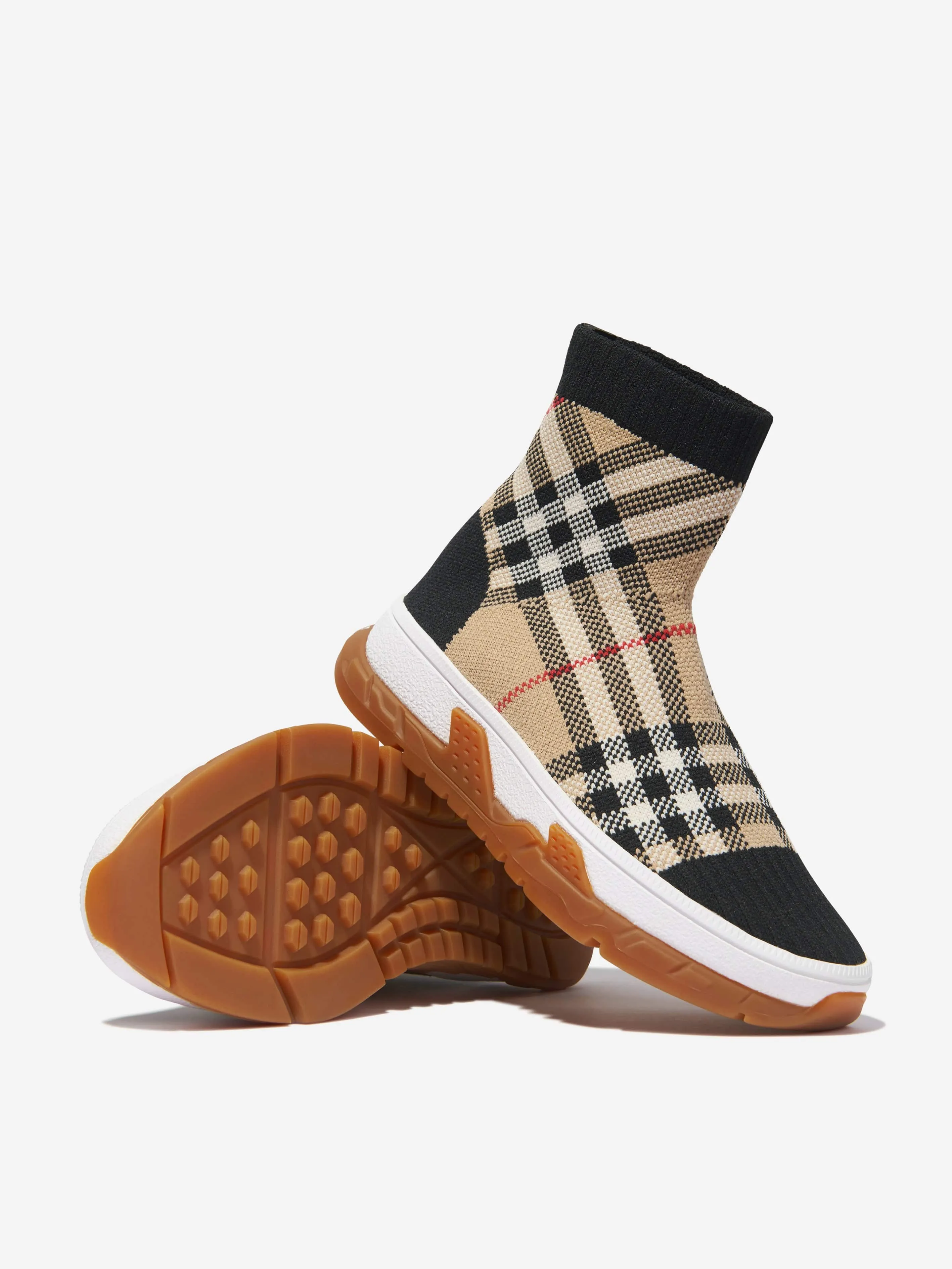 Burberry Kids Check Union Sock Trainers