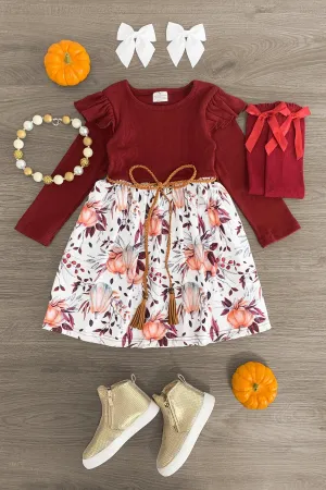 Burgundy Pumpkin Fall Foliage Dress