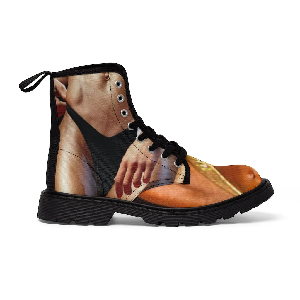 Canvas Boots AL BLUE DESIGNED ART HUMAN BODIES