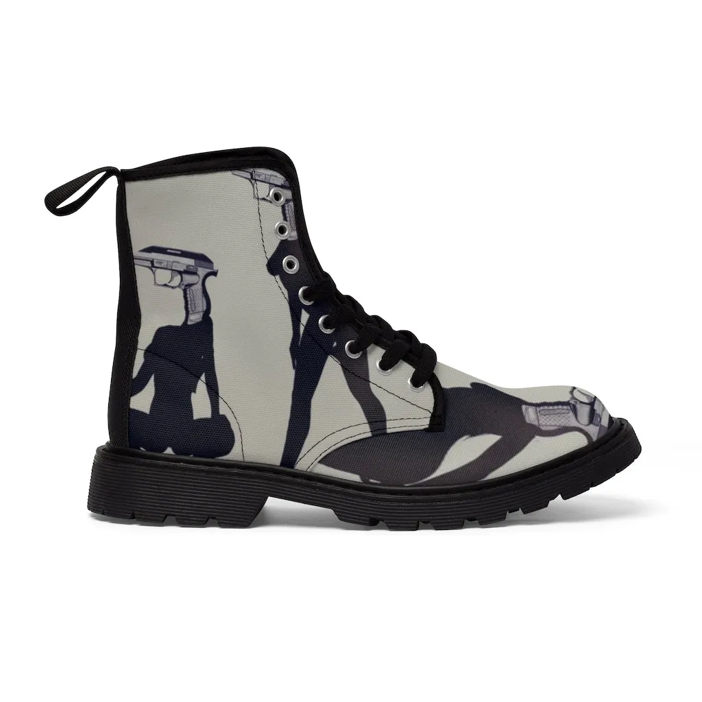 Canvas Boots  AL BLUE DESIGNED ART