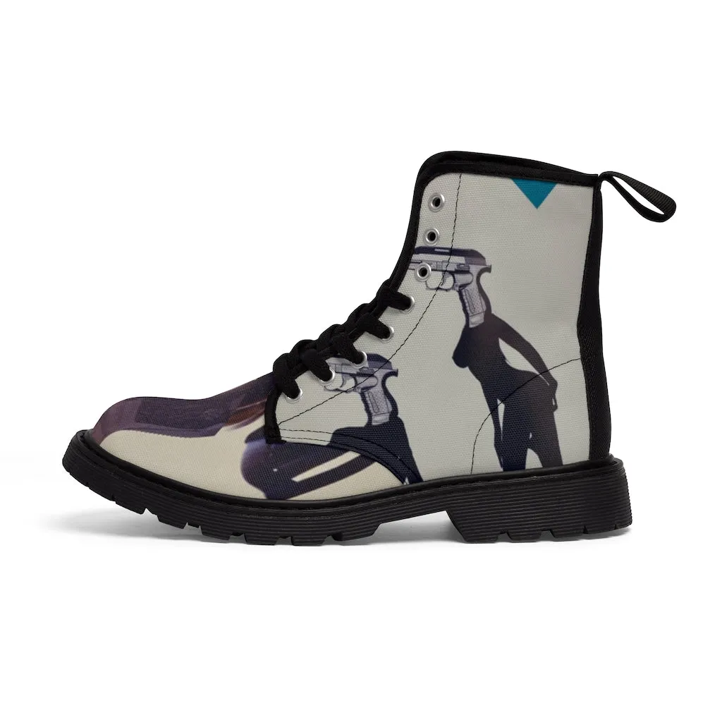 Canvas Boots  AL BLUE DESIGNED ART