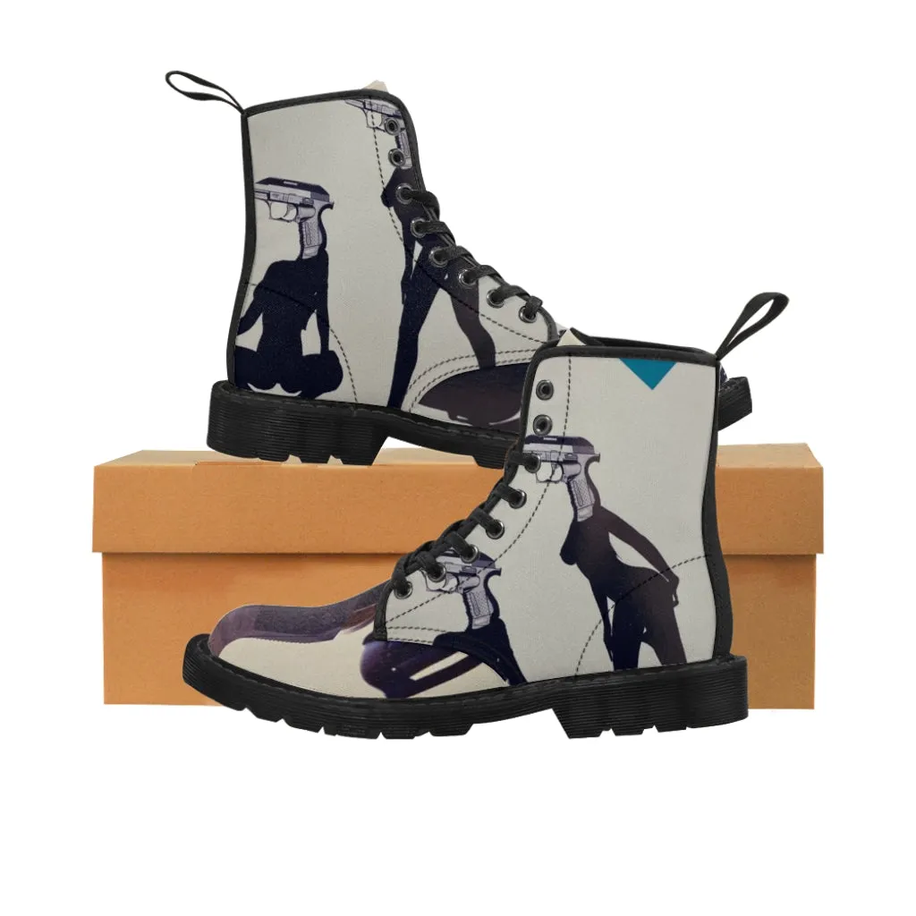 Canvas Boots  AL BLUE DESIGNED ART