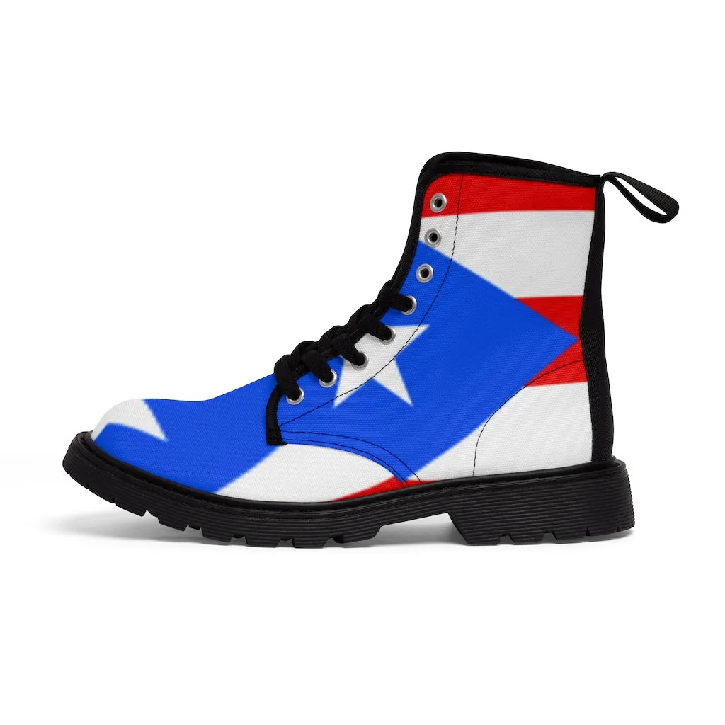 Canvas Boots AL BLUE DESIGNED  PUERTO RICAN STYLE