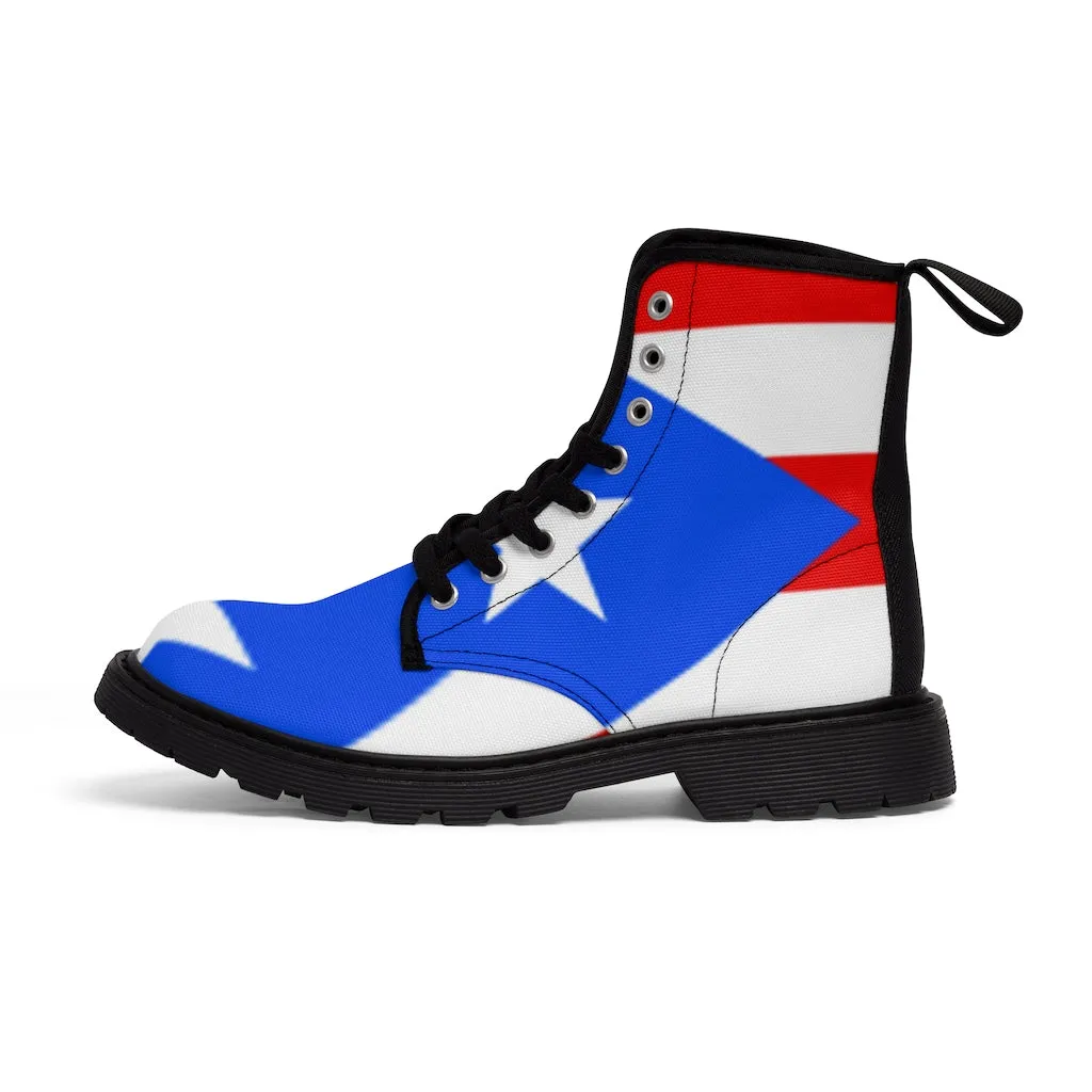 Canvas Boots AL BLUE DESIGNED  PUERTO RICAN STYLE