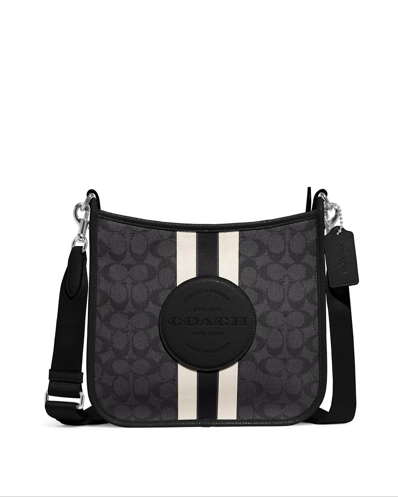 Coach Women's Graphite & Black Dempsey File Bag In Signature Jacquard With Stripe And Coach Patch