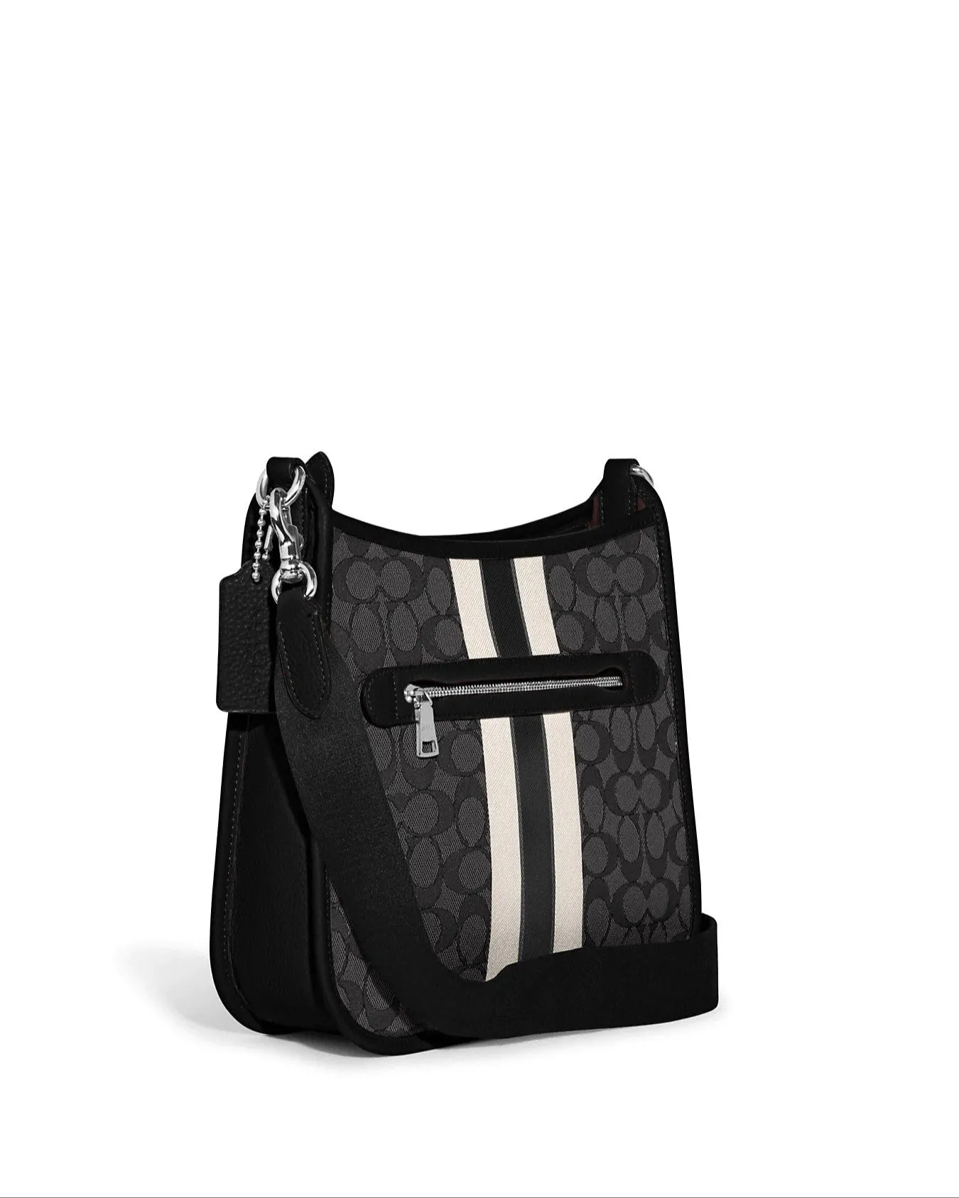 Coach Women's Graphite & Black Dempsey File Bag In Signature Jacquard With Stripe And Coach Patch