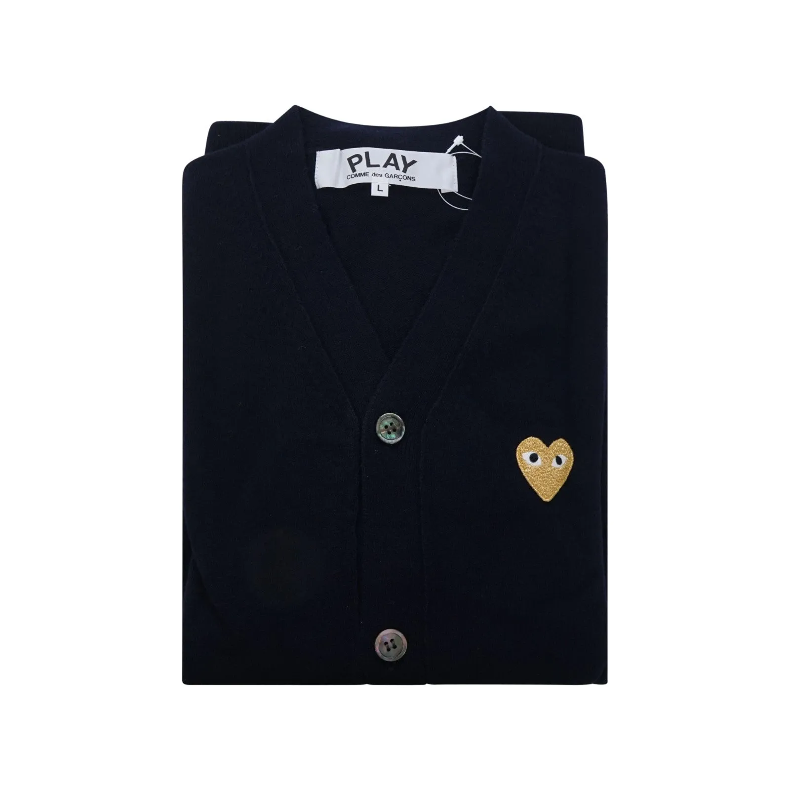 Comme des Garcons Play Gold Heart V-Neck (Navy Blue) Cardigan AZ-N050-051-2