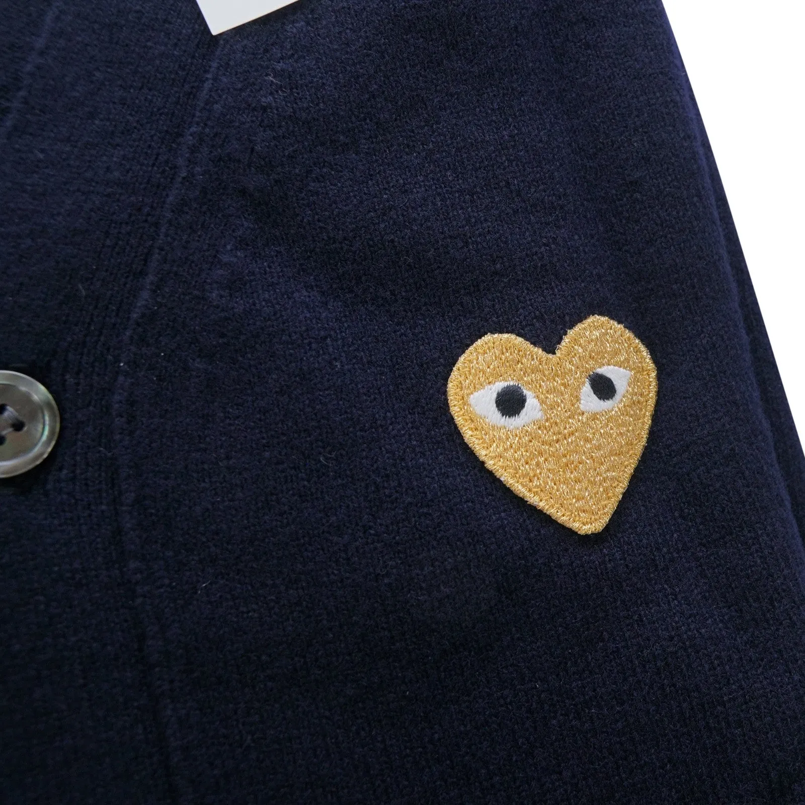 Comme des Garcons Play Gold Heart V-Neck (Navy Blue) Cardigan AZ-N050-051-2