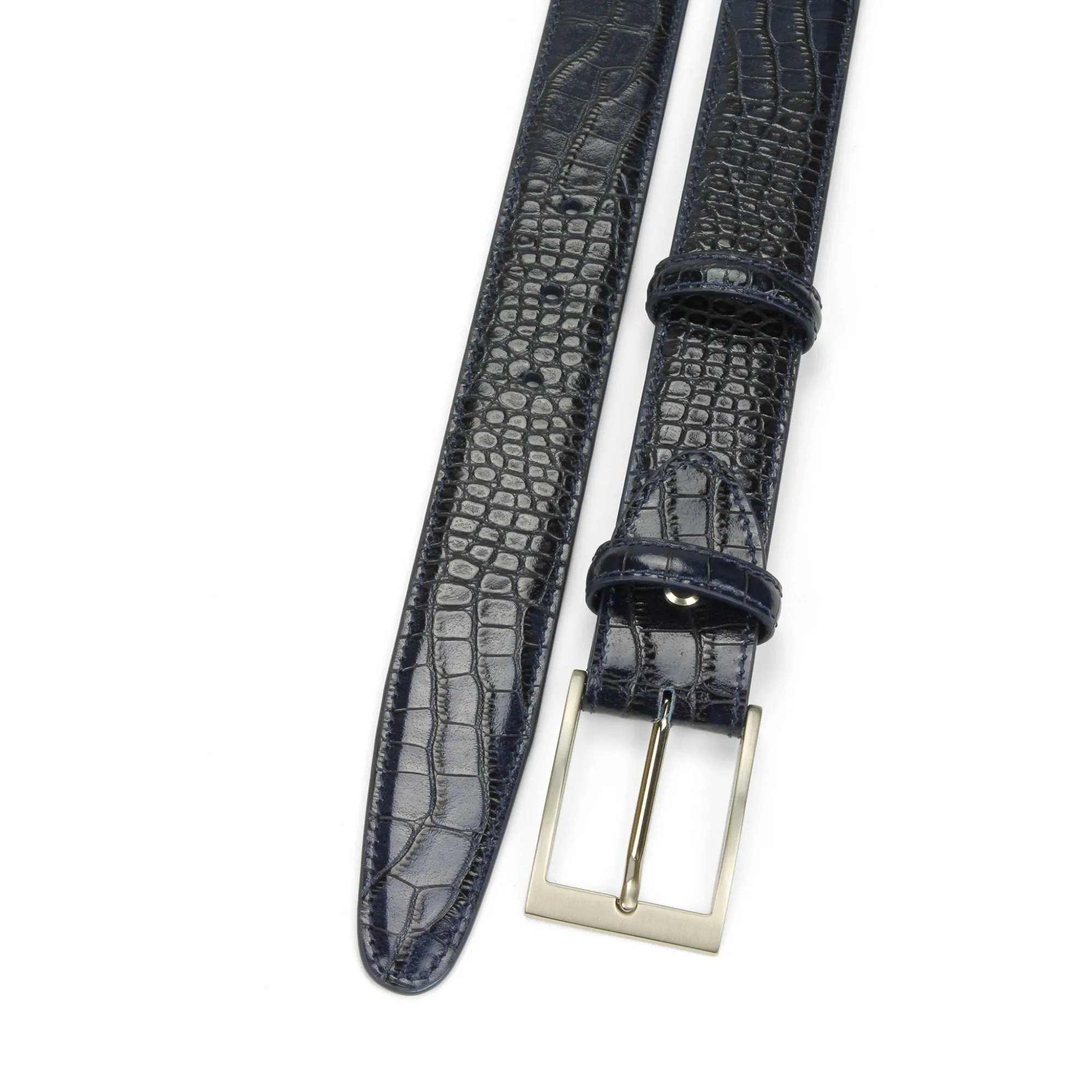 Dark Blue Mock Croc Classic Belt