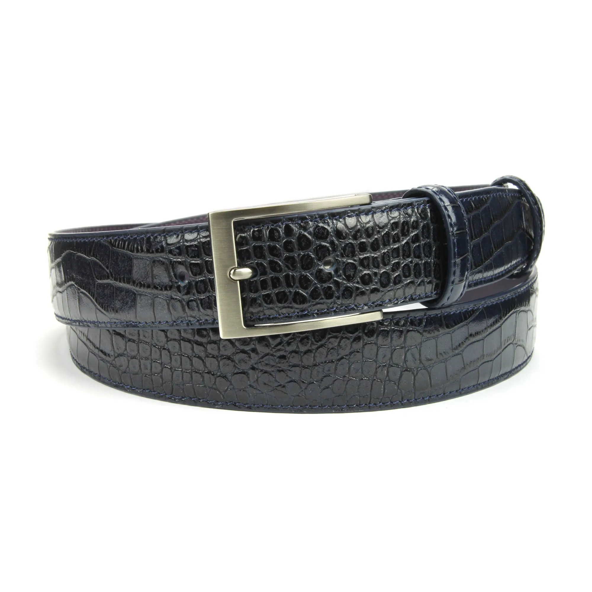 Dark Blue Mock Croc Classic Belt