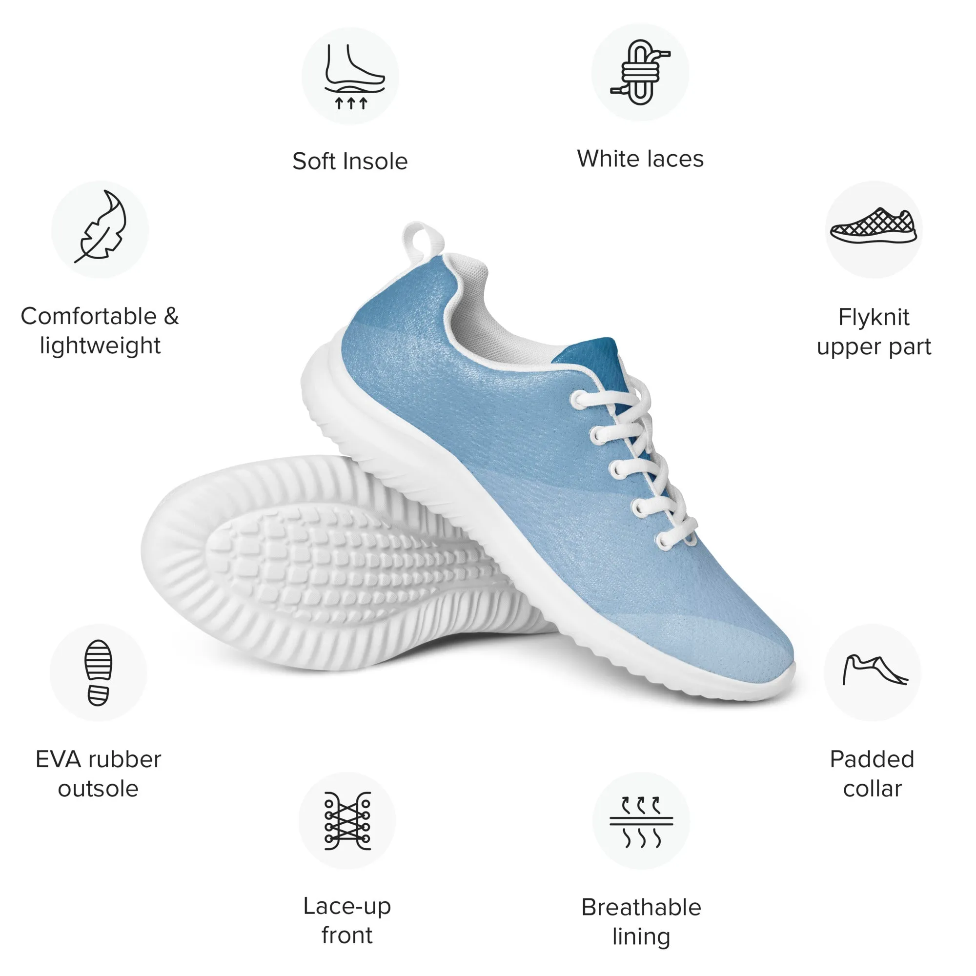 DASH Geo Blue Sky Men’s Athletic Shoes Lightweight Breathable Design by IOBI Original Apparel