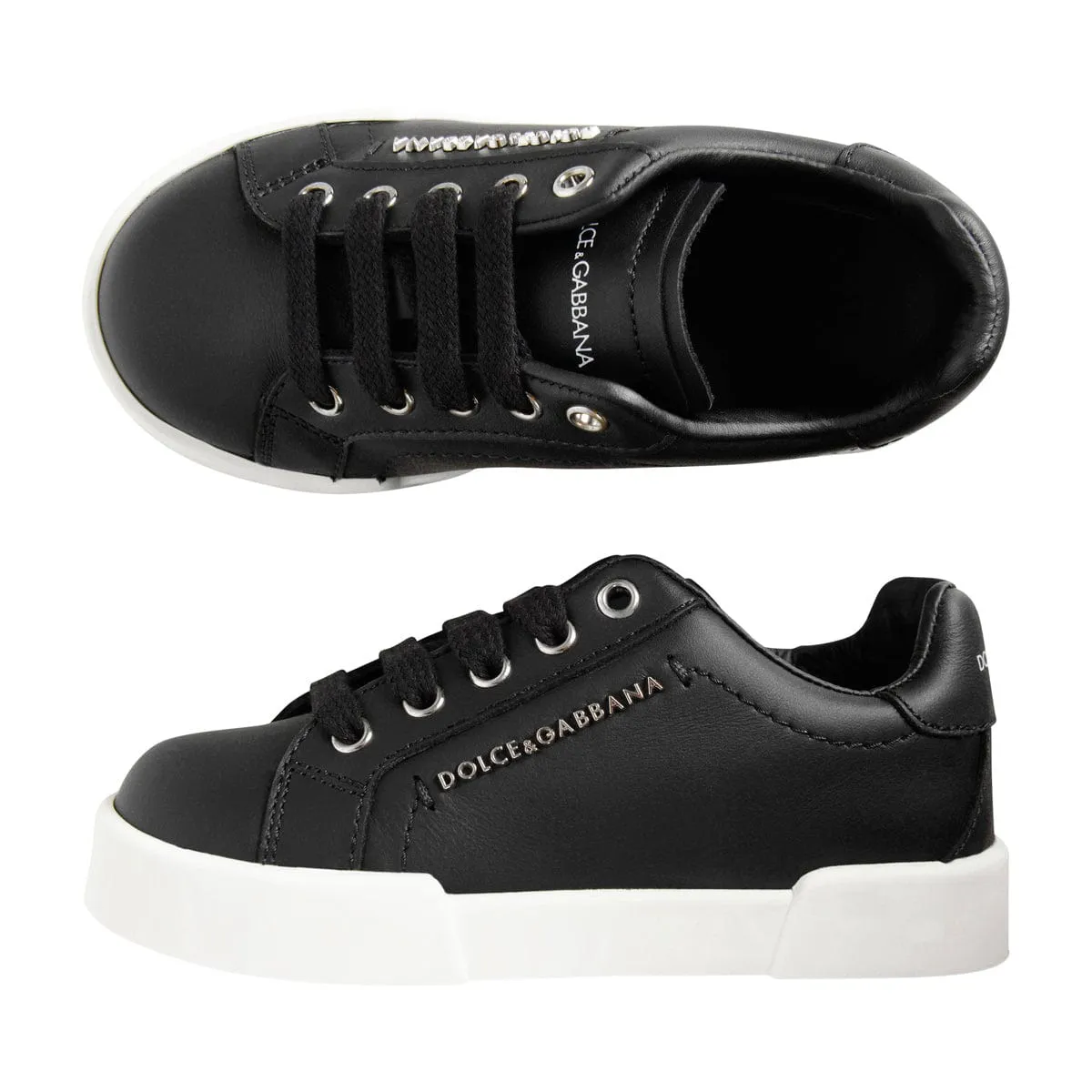 Dolce & Gabbana Kids Leather Lace Up Trainers