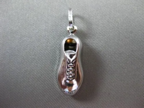 ESTATE 14KT WHITE GOLD HANDCRAFTED SOCCER CLEATS FLOATING PENDANT & CHAIN #25213