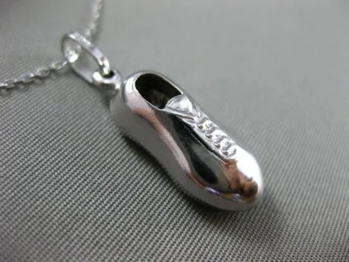 ESTATE 14KT WHITE GOLD HANDCRAFTED SOCCER CLEATS FLOATING PENDANT & CHAIN #25213