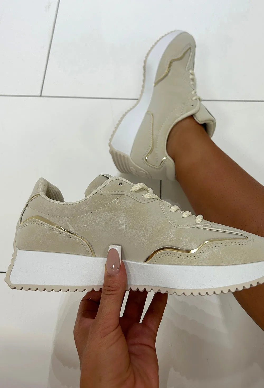 Feel A Way Beige Trainers