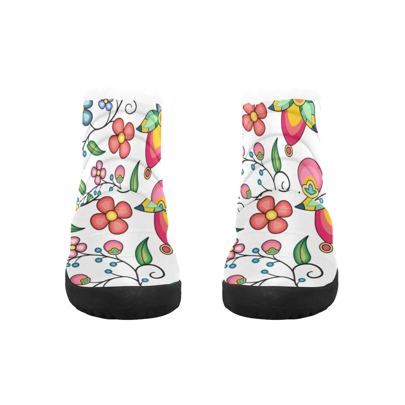 Floral Bounty White Men's Padded Winter Boot