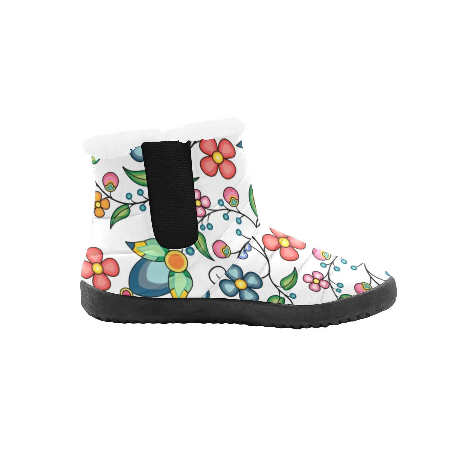 Floral Bounty White Men's Padded Winter Boot