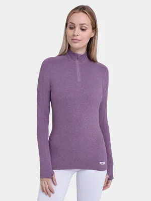 Fusion Half Zip Running Top For Women With Thumbholes & Back Zip Pocket