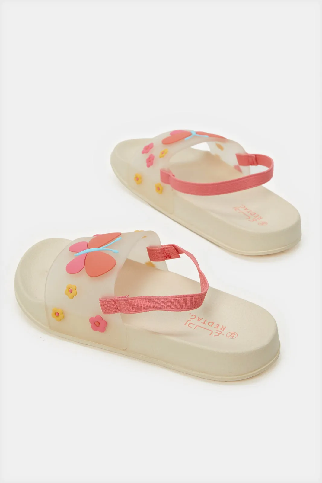 Girls Pink Butterfly Embellished Slide