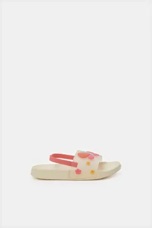 Girls Pink Butterfly Embellished Slide